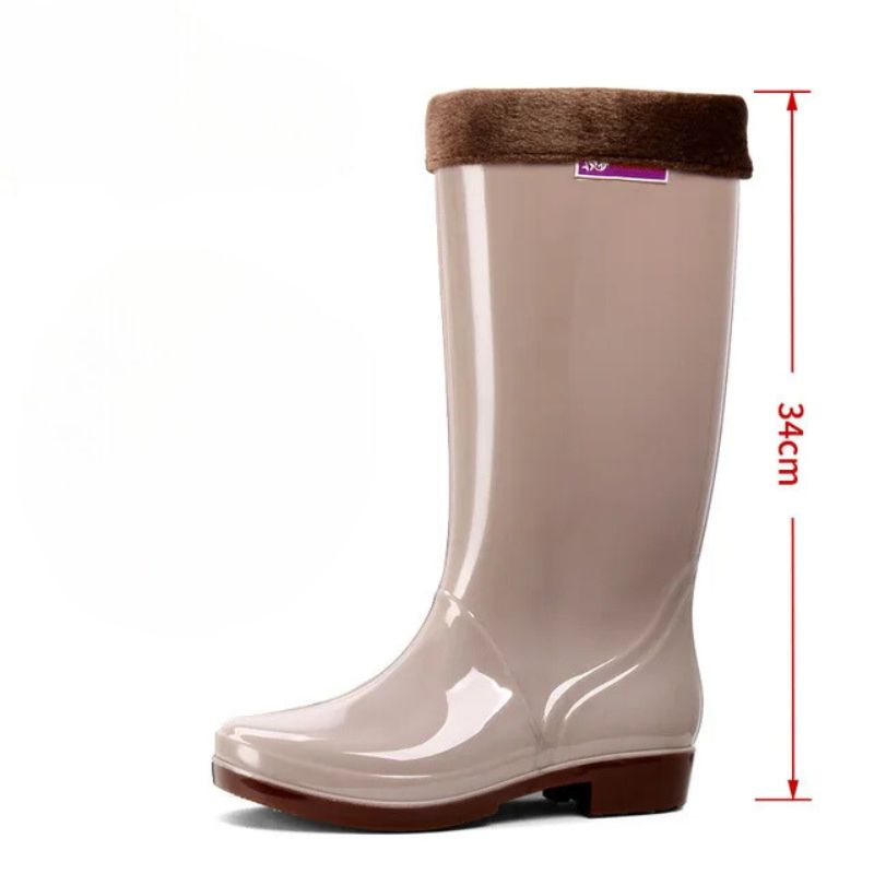 Velvet Waterproof Knee-High Rain Boots