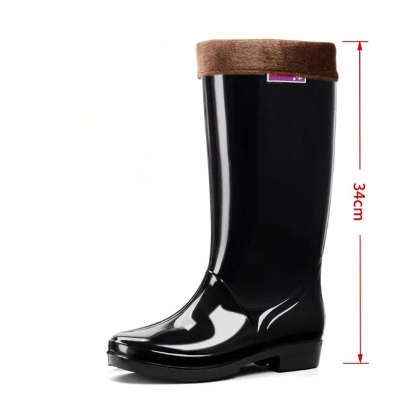 Velvet Waterproof Knee-High Rain Boots