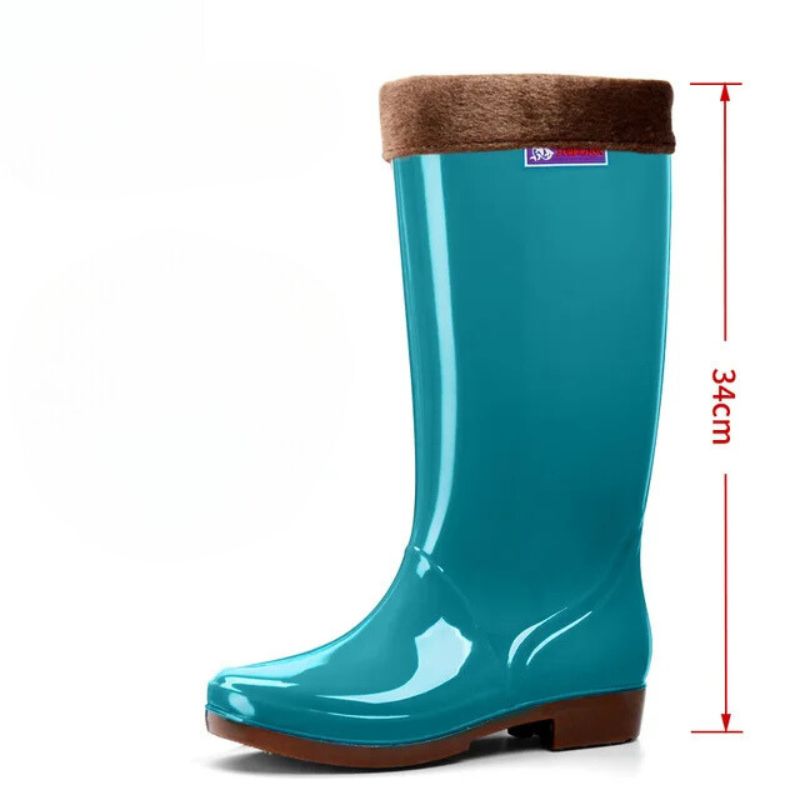 Velvet Waterproof Knee-High Rain Boots