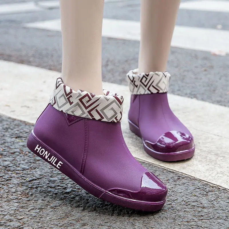 Purple Plush Rain Boots - Cozy, Waterproof & Stylish for Rainy Days