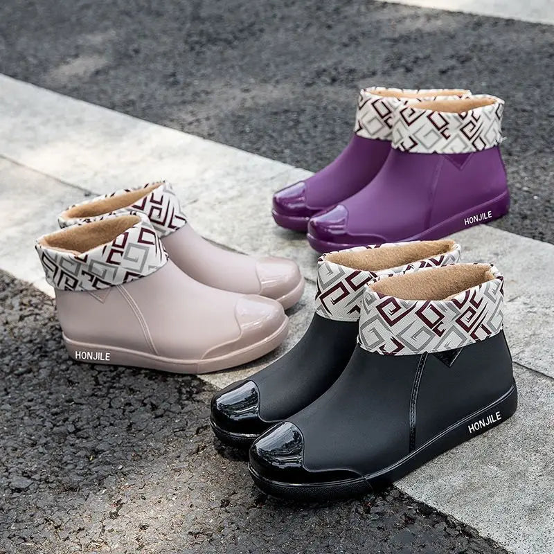 Purple Plush Rain Boots - Cozy, Waterproof & Stylish for Rainy Days